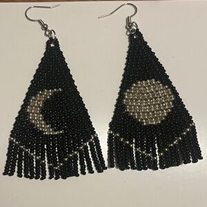 Beaded moon earrings